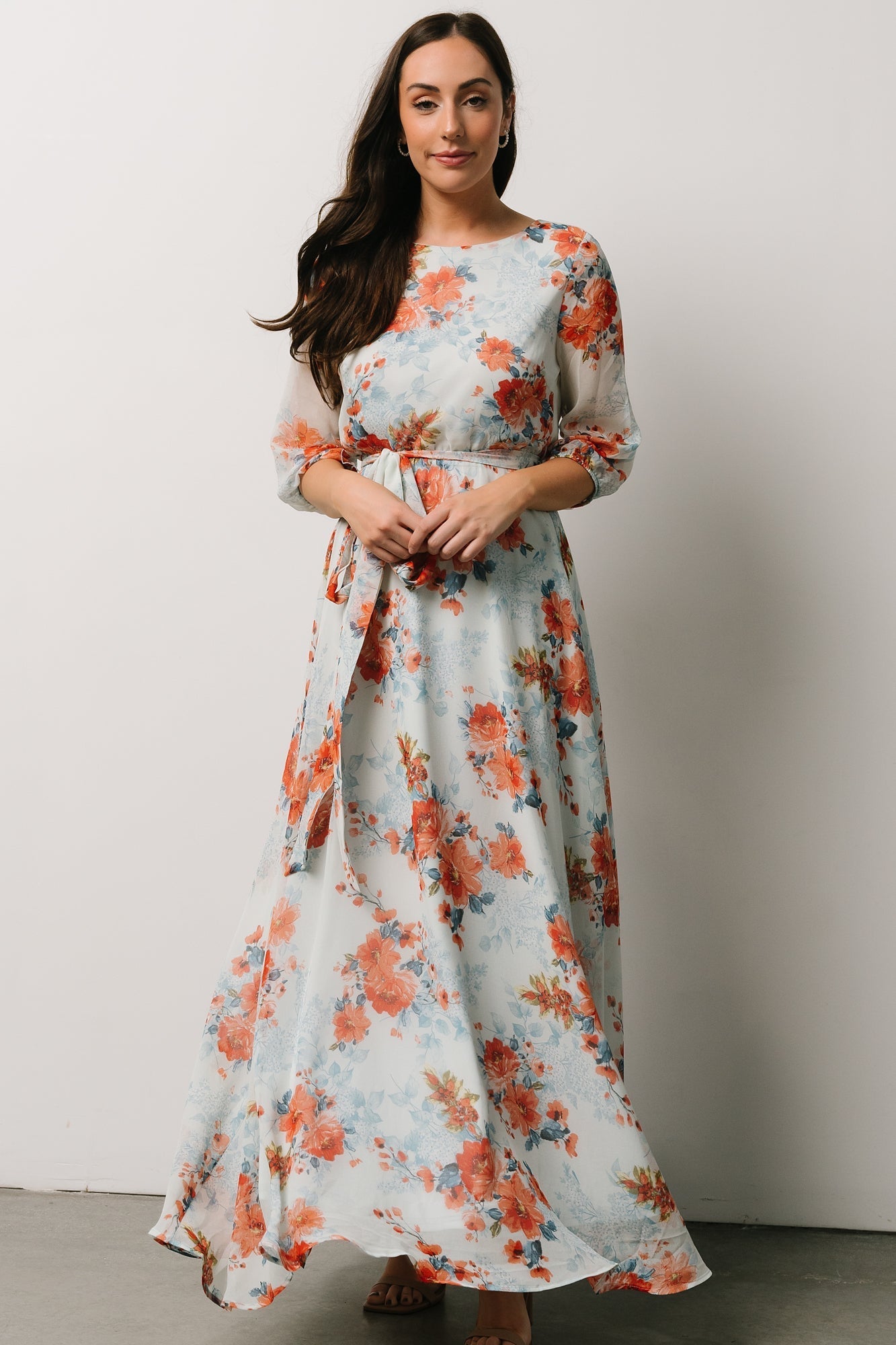 Rebecca Maxi Dress | Blue + Coral Blossom - Baltic Born