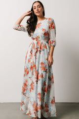 Rebecca Maxi Dress | Blue + Coral Blossom - Baltic Born