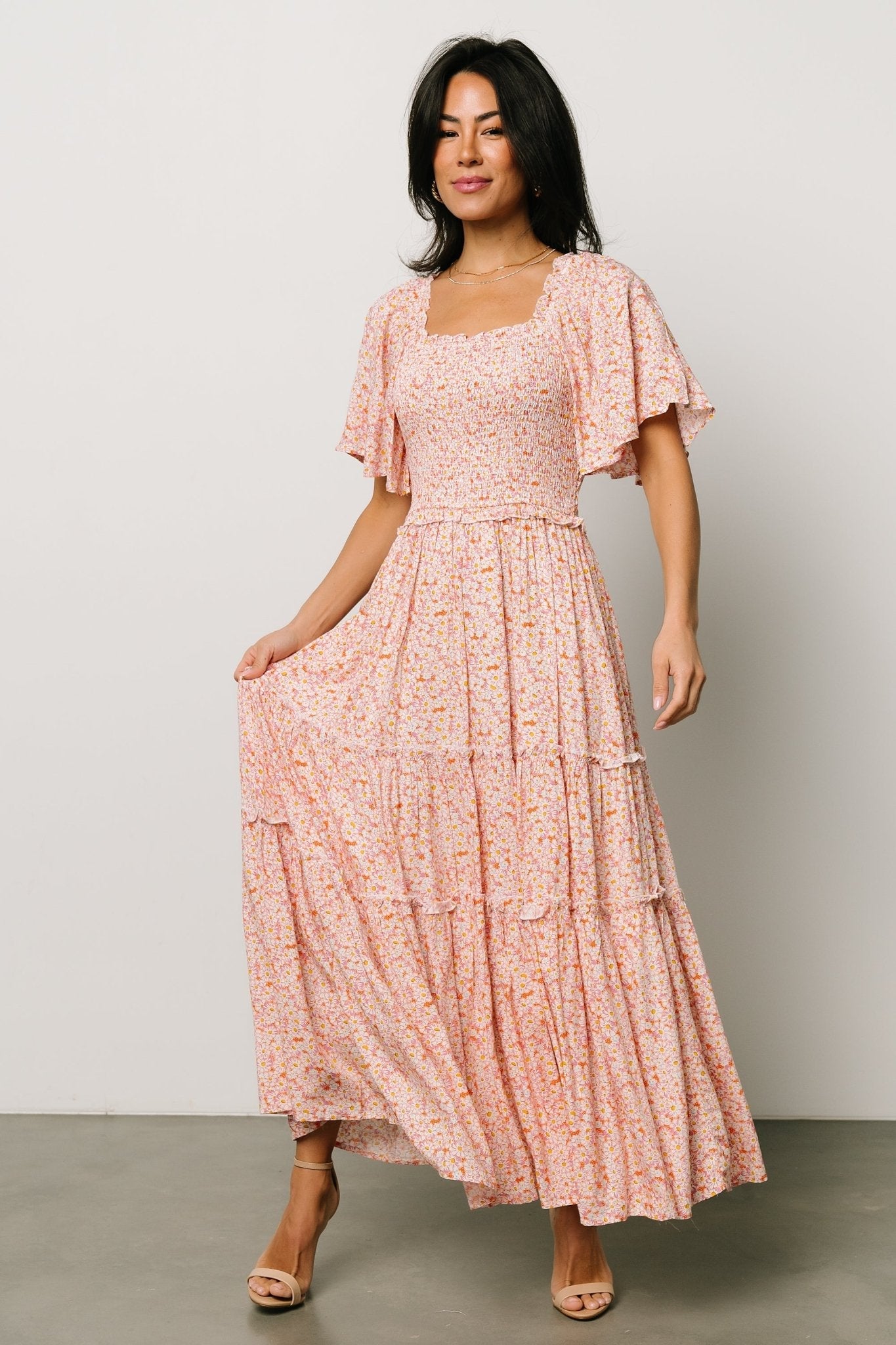 Regina Smocked Maxi Dress | Coral Floral - Baltic Born