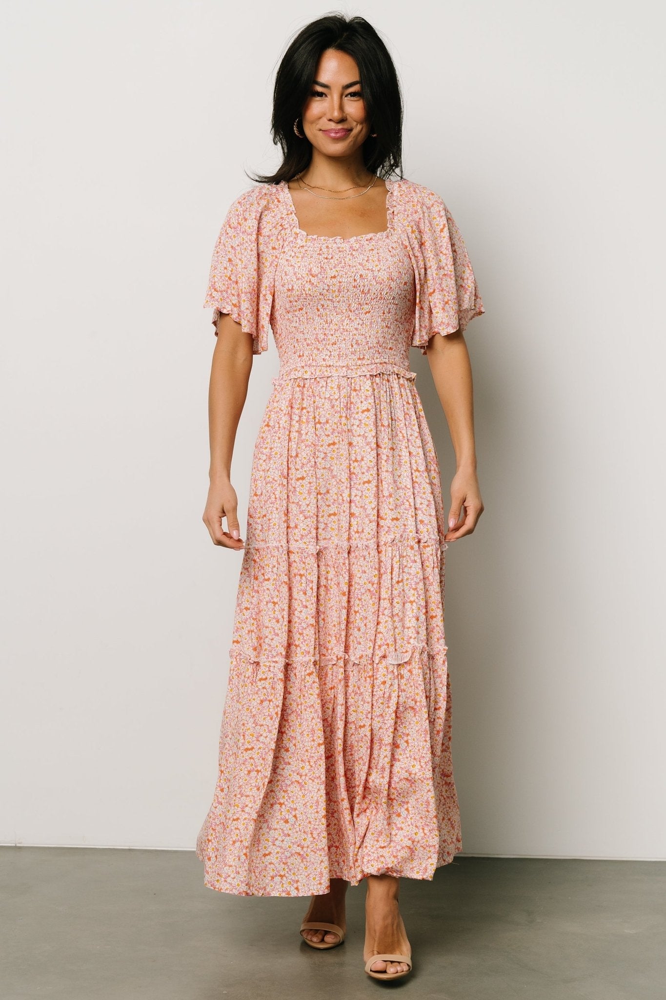 Regina Smocked Maxi Dress | Coral Floral - Baltic Born