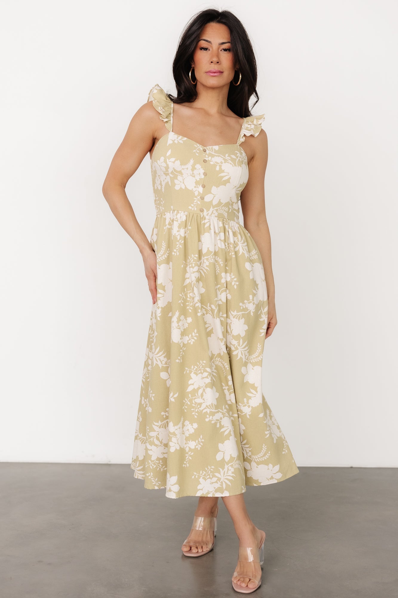 Renna Button Top Dress | Vintage Sage - Baltic Born