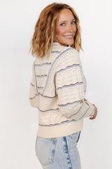 Rhya Knit Sweater | Cream + Blue - Baltic Born