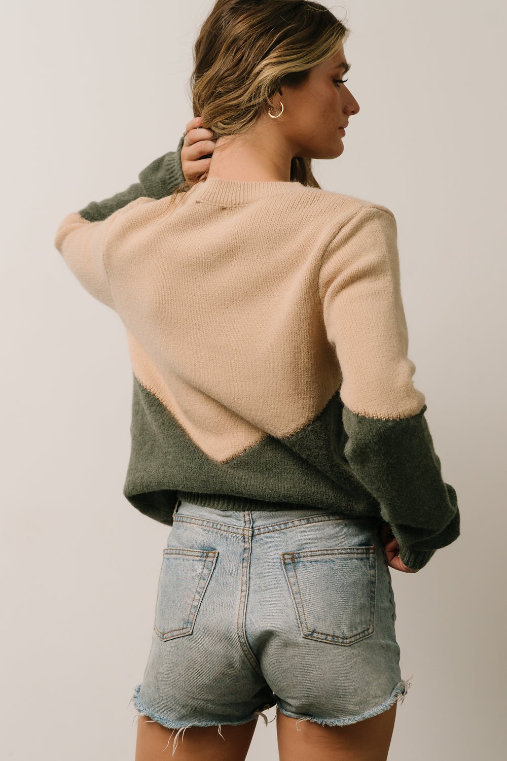 Rowen Color Block Sweater | Natural + Green - Baltic Born