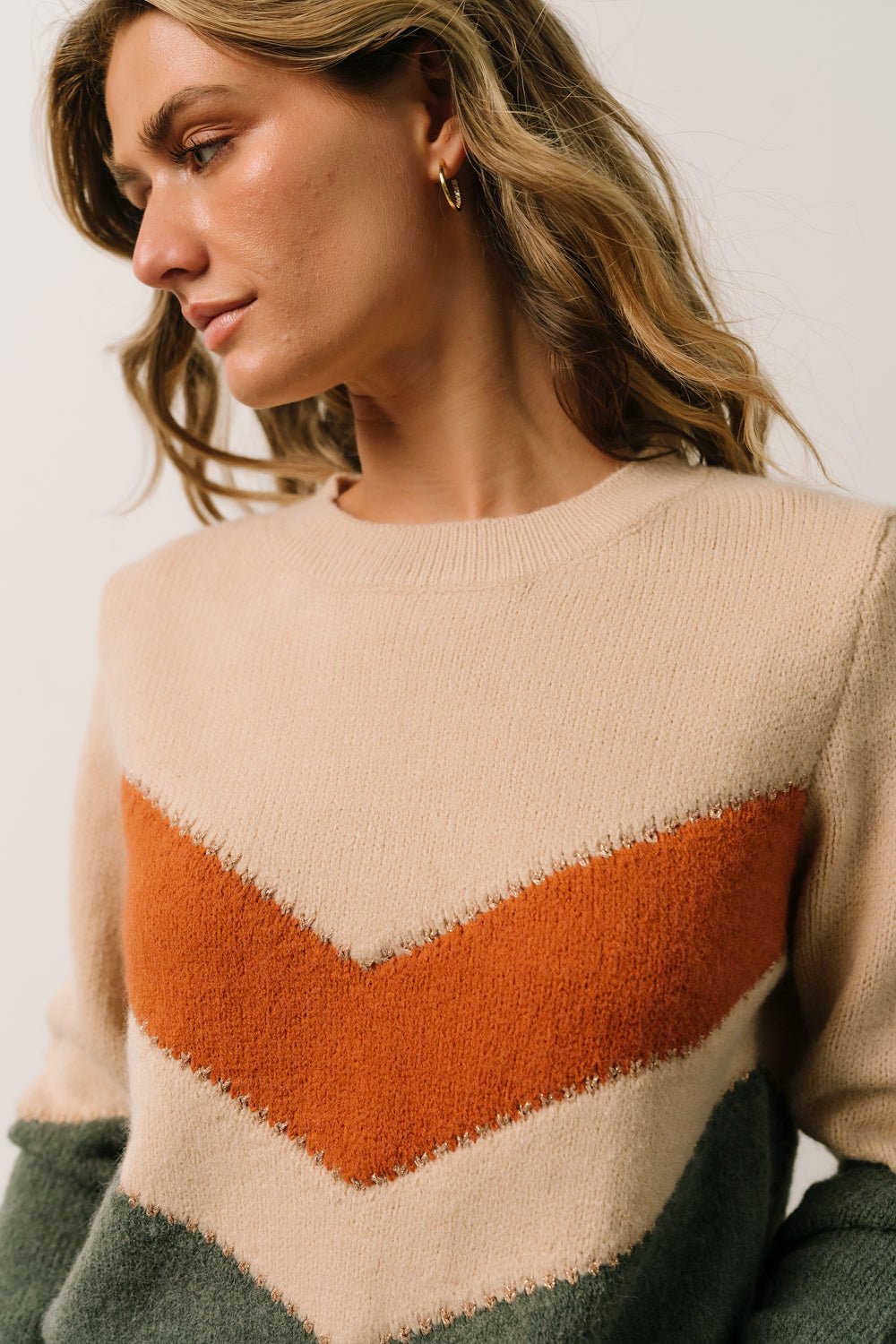 Rowen Color Block Sweater | Natural + Green - Baltic Born