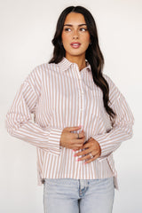 Shasta Button Up Top | Beige Stripe - Baltic Born