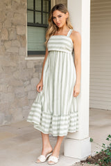 Soren Tie Back Dress | Sage Stripe - Baltic Born