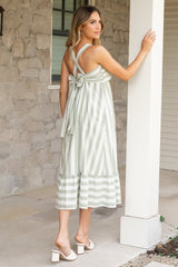 Soren Tie Back Dress | Sage Stripe - Baltic Born