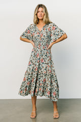 Spell Boho Midi Dress | Sage + Pink Floral - Baltic Born