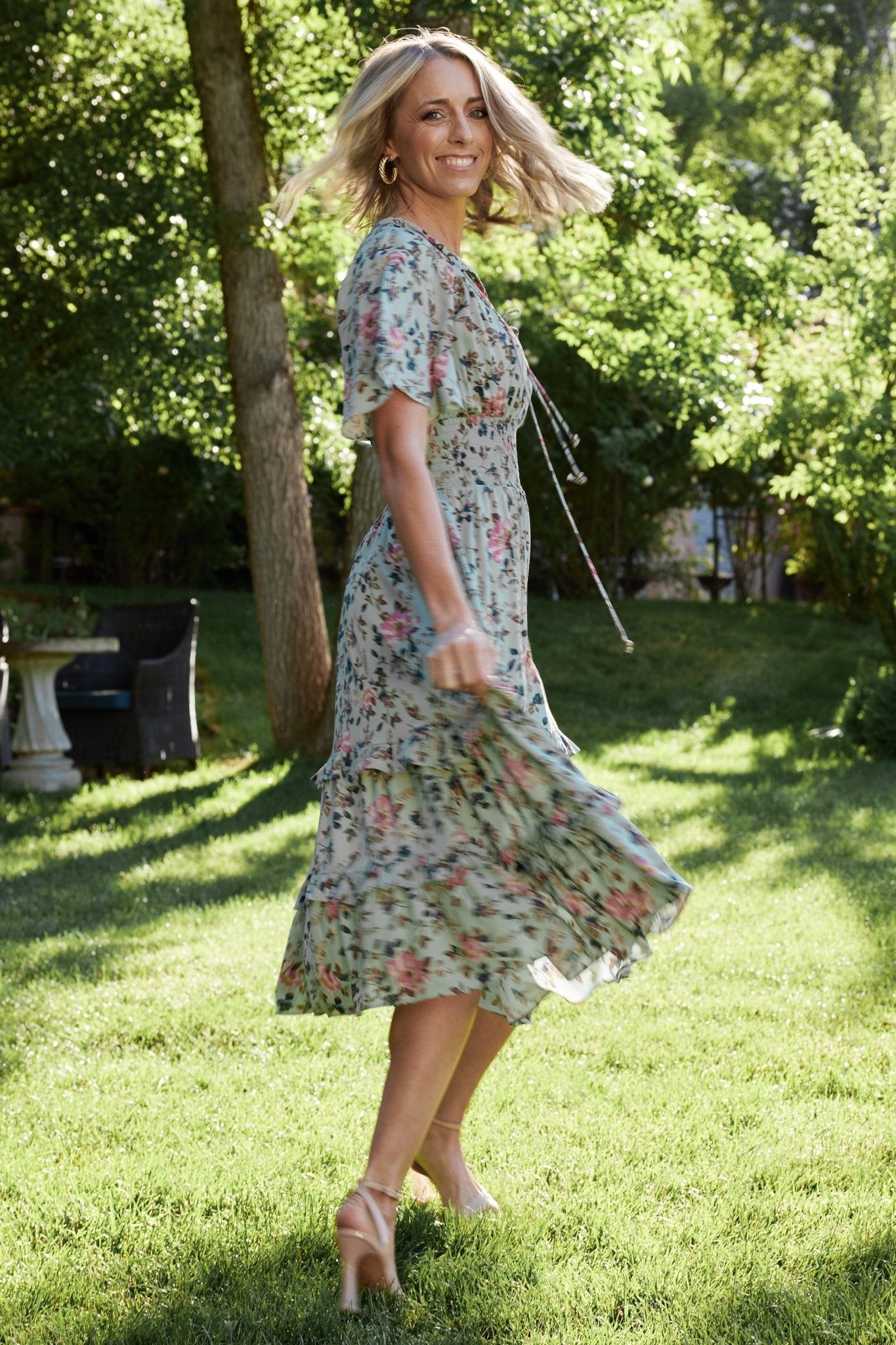 Spell Boho Midi Dress | Sage + Pink Floral - Baltic Born