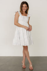 Suri Short Dress | Off White + Blue Floral - Baltic Born