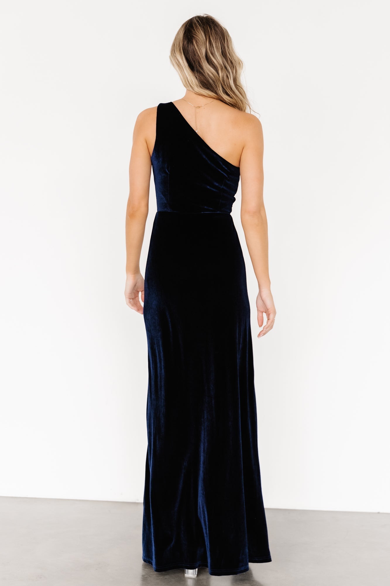 Tatiana Velvet One Shoulder Maxi Dress | Navy - Baltic Born