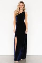Tatiana Velvet One Shoulder Maxi Dress | Navy - Baltic Born