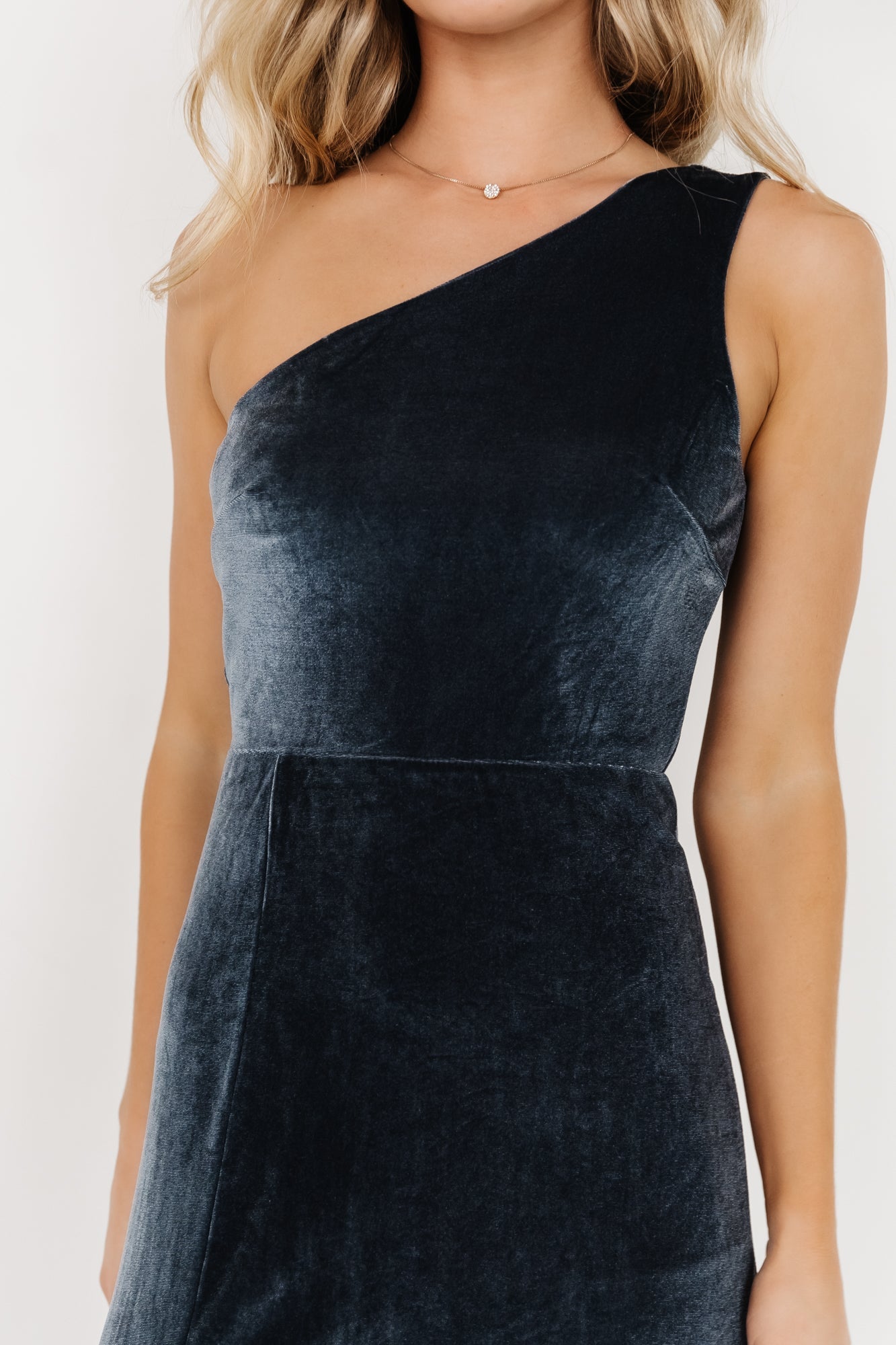 Tatiana Velvet One Shoulder Maxi Dress | Slate Blue - Baltic Born