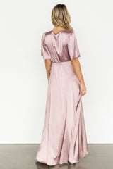 Vara Satin Maxi Wrap Dress | Lilac - Baltic Born