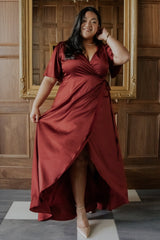 Vara Satin Maxi Wrap Dress | Terracotta - Baltic Born