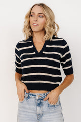 Ventura Knit Top | Navy + Cream Stripe - Baltic Born
