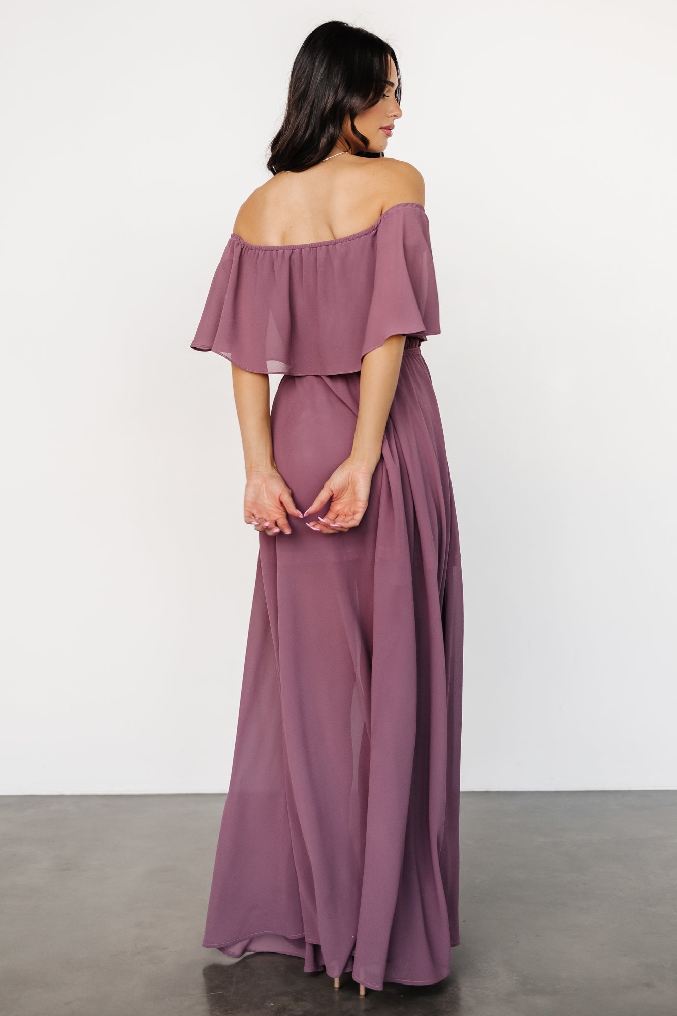 Victoria Off Shoulder Maxi Dress | Vintage Plum - Baltic Born