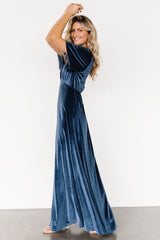 Vivian Velvet Maxi Dress | Blue - Baltic Born
