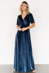 Vivian Velvet Maxi Dress | Blue - Baltic Born