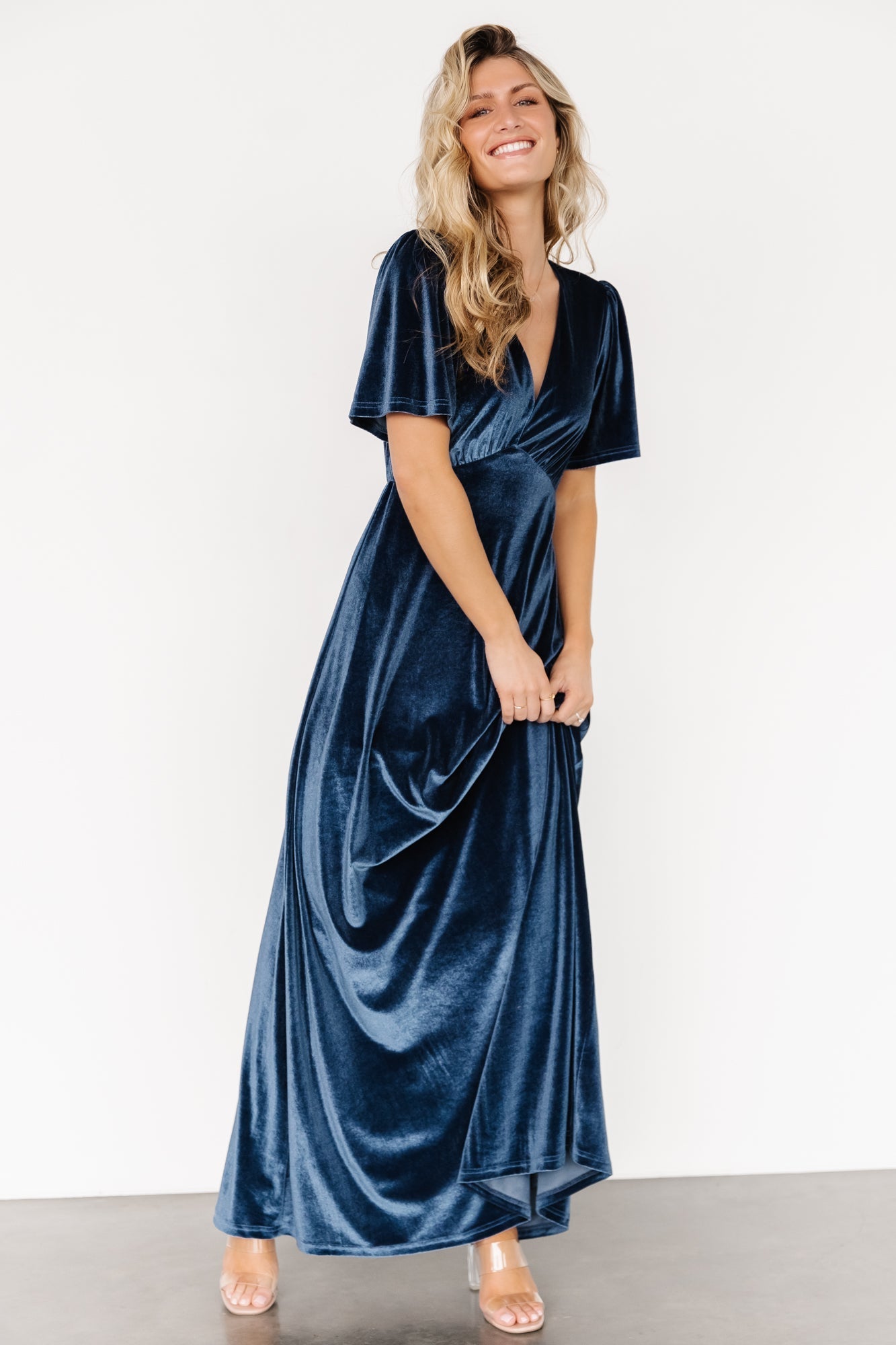 Vivian Velvet Maxi Dress | Blue - Baltic Born